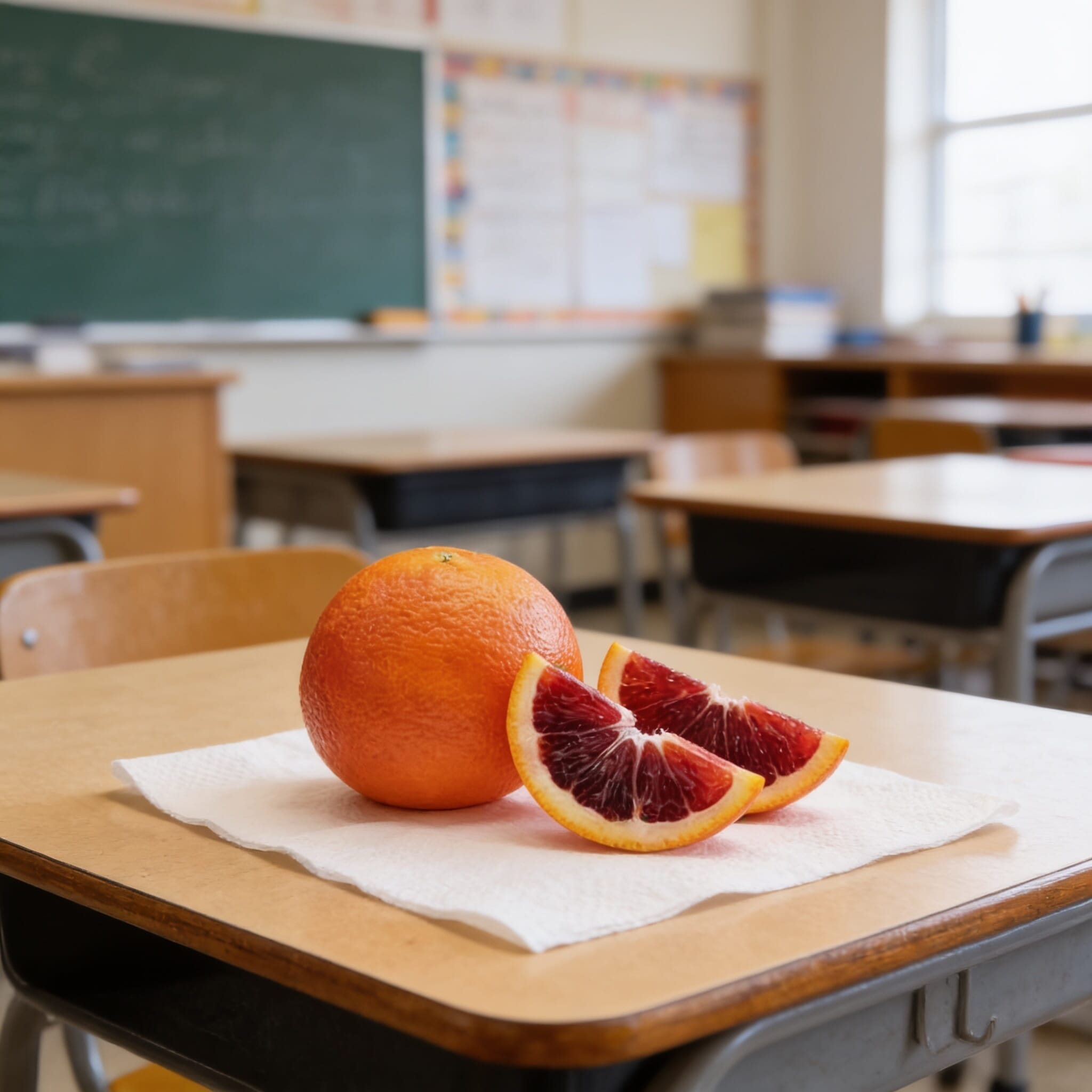 Fresh fruits and vegetables served in school